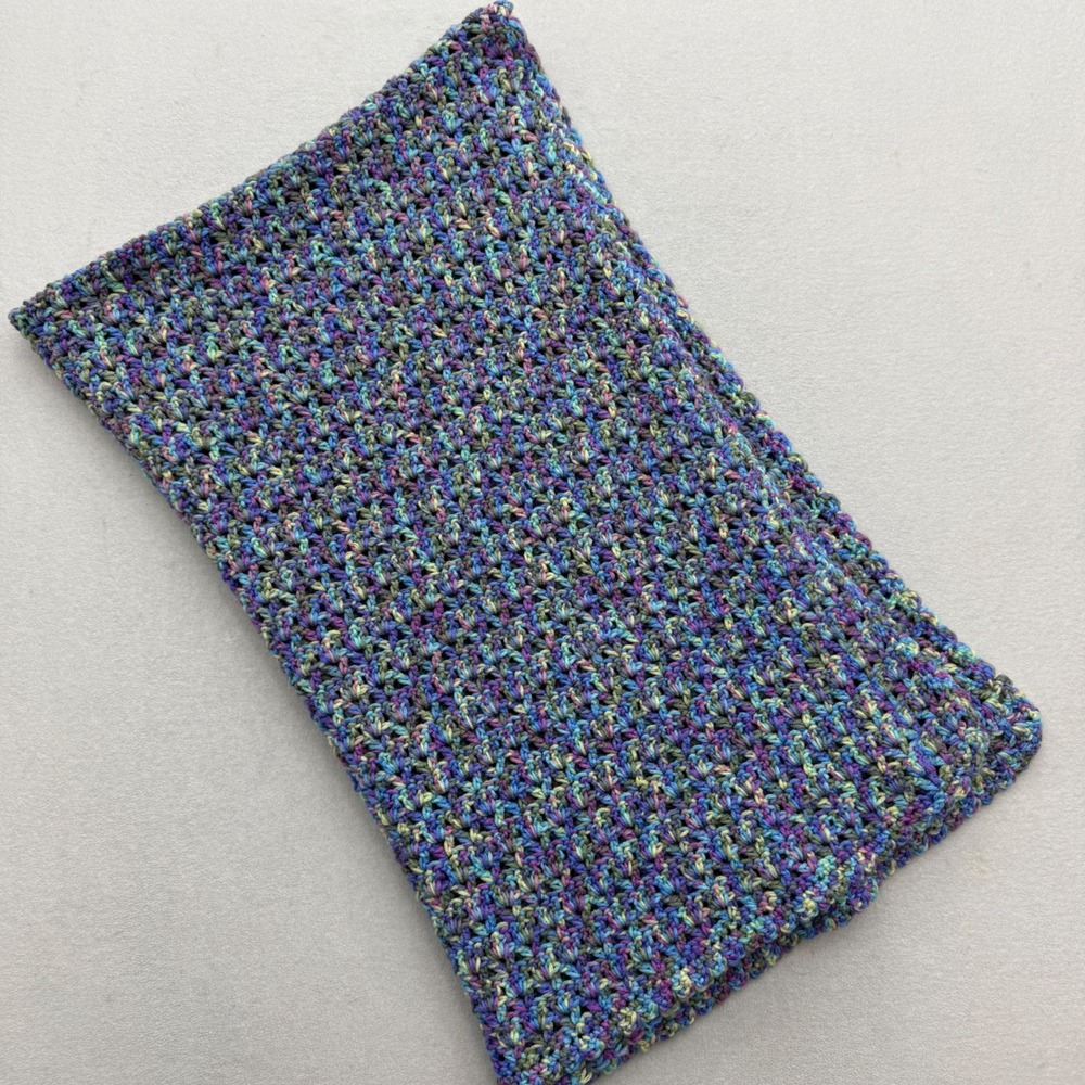 Crochet Throw Blanket Multi Color Space Dye Chunky Knit 59x36 Purple Teal Green